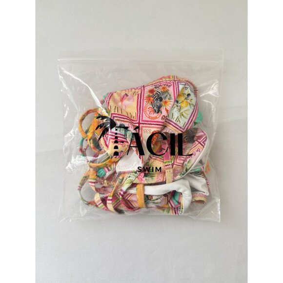 Facil BOMBON Tropical Postage Stamp Print Two-Piece Bikini Set Sz Sm - Picture 15 of 15